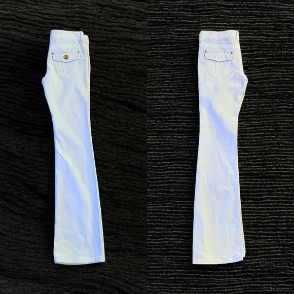 VINTAGE Roberto Cavalli couture jeans Wide legged Boot cut Gorgeous gold accents - Picture 8 of 16